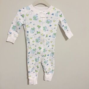 Hanna Andersson Green Frogs Zipper Pjs pajamas 6-9M | 60cm organic